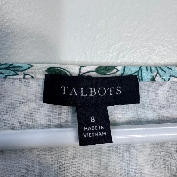 Talbots Floral Cotton Voile Split Neck Dress 8 Preppy Flow Midi Cottagecore Boho - Picture 5 of 13